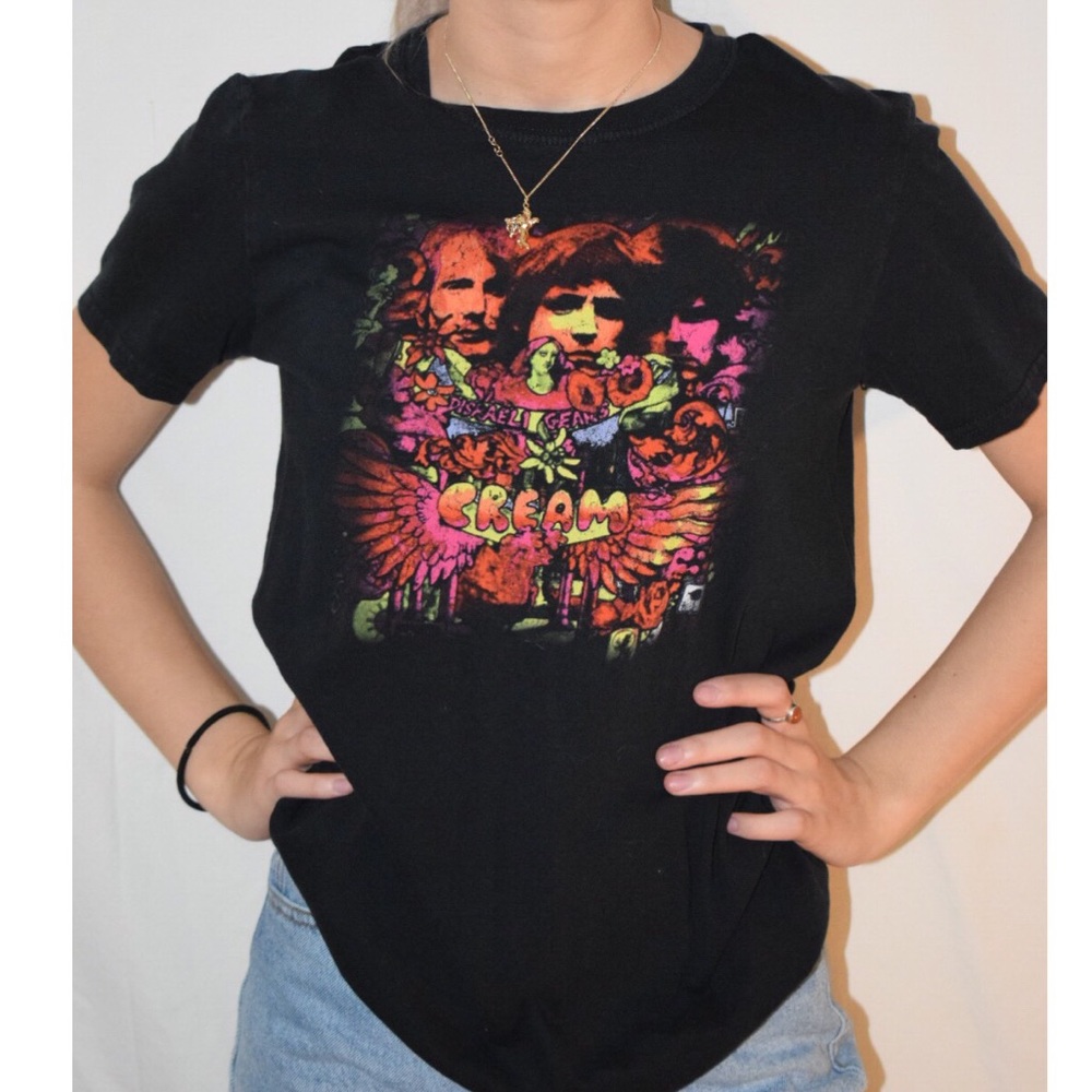 Cream band tee